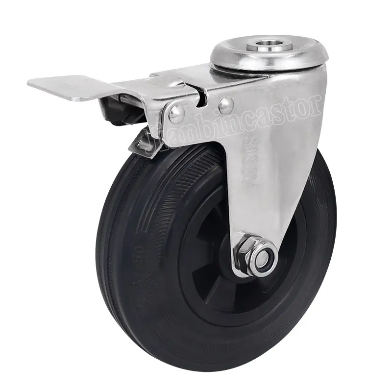 4 5 6 8 Inch Static Trolley Rubber Oil Proof Caster Wheel Heavy Duty Industrial Swivel Brake Casters Wheels