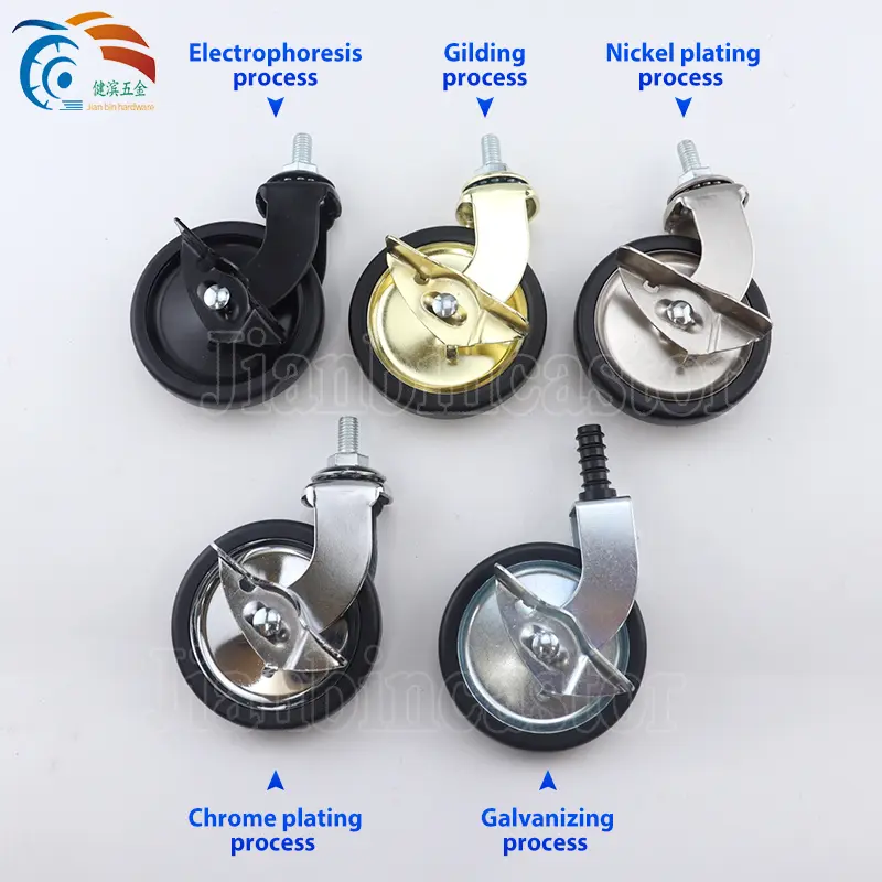 Manufacturer Supplies 3-Inch Light Black Hotel dining cart casters with Universal Belt Side Brake PP Furniture Casters