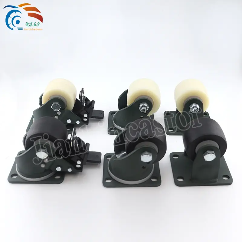 2.5 Inch 3 Inch Dual Brake Rigid Fixed aluminium core Caster With soft rubber tread Wheel industrial casters heavy duty