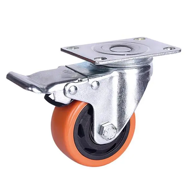 Universal Medium Duty 2.5 3 4 5 6 Inch Heavy Duty Red PVC Fixed Swivel Wheel Castors Industrial Brake caster