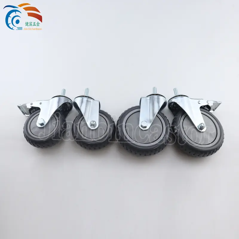 Industry Heavy Duty EU Style 5 Inch Swivel Rubber Castor Wheel Caster with Total Brake