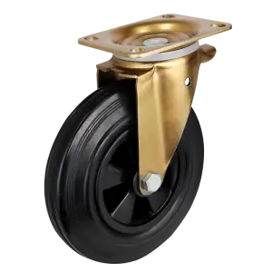 150mm 200mm PP Core Black Rubber Waste Bin Caster