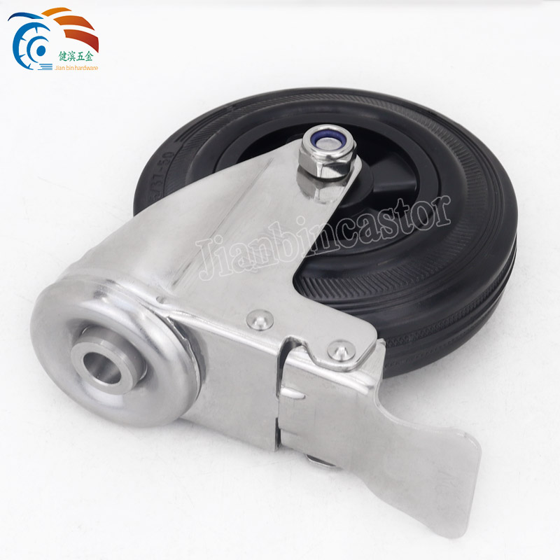 4 5 6 8 Inch Static Trolley Rubber Oil Proof Caster Wheel Heavy Duty Industrial Swivel Brake Casters Wheels
