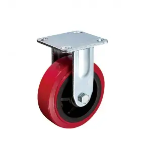 Heavy Duty 4 Inch 5 Inch 6 Inch 8 Inch Caster Iron Core PU Red Brake Caster Industrial Fixed Wheel