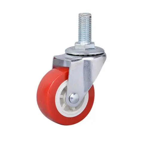 Rotating Castors Wheels Durable PP Core PVC Material Trolley Caster Ruedas Giratorias Stem Locking Red cator