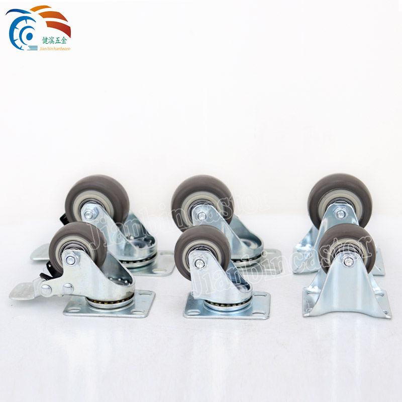 5″ Wholesale Virgin Material TPR Wheel Double Ball Bearing PU Industrial Swivel Caster Wheels 2 Inch Gray TPE Light Duty Caster