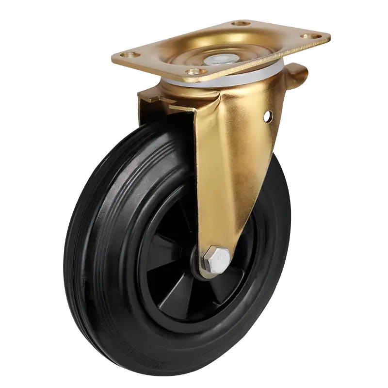 150mm 200mm PP Core Black Rubber Waste Bin Caster