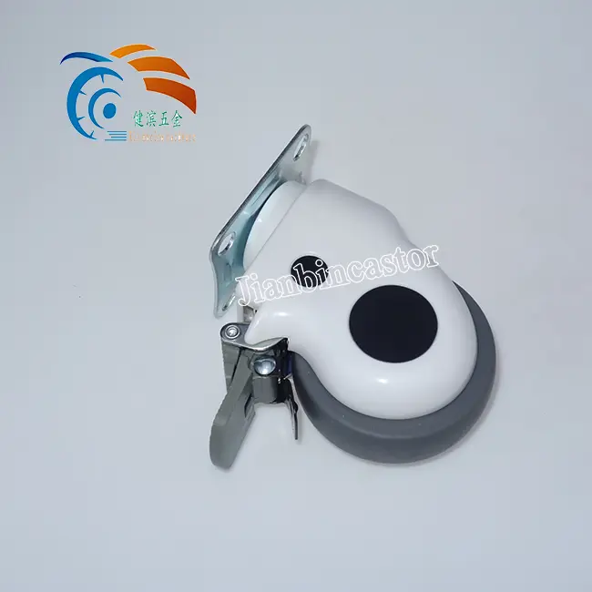 PU Medical Caster Wheels Double Lock Hospital Equipment Plate Medical Caster Wheels Twin Wheel Castors