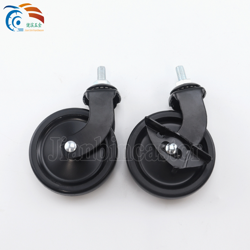 Manufacturer Supplies 3-Inch Light Black Hotel dining cart casters with Universal Belt Side Brake PP Furniture Casters