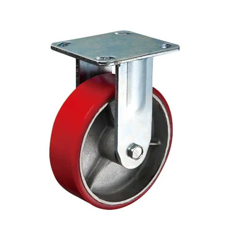 4 5 6 8 Inch Ball Bearing Industrial Swivel Heavy Duty Caster Cast Iron Core Red PU Wheels