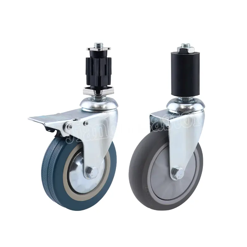 European style telescopic rod rubber/PVC/PU/TRP 75 100 125mm caster with brake wheel