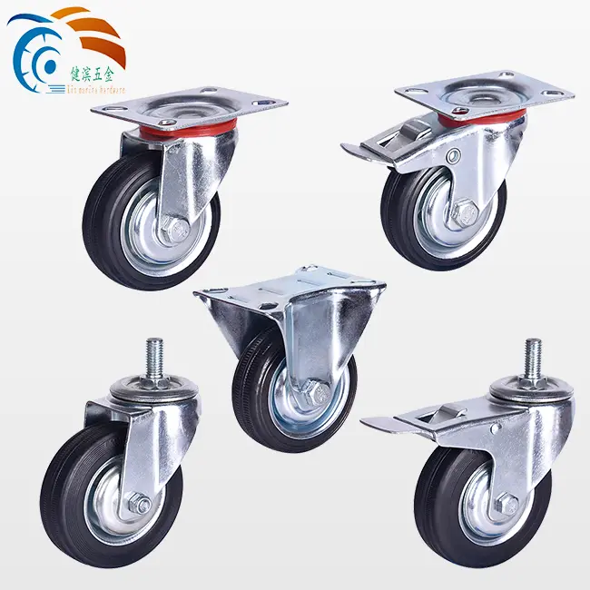 4 5 6 8 Inch Static Trolley Rubber Oil Proof Caster Wheel Heavy Duty Industrial Swivel Brake Casters Wheels