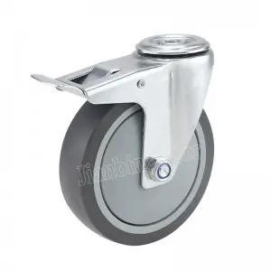 5 inch grey manufacturer of industrial bolt hole caster wheel silent sliding type TPR caster wheels