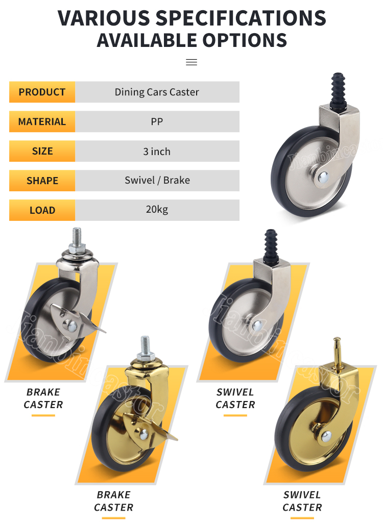Food Service Cart Casters (3)