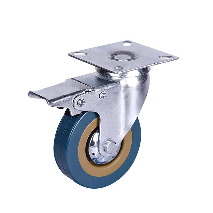 Grey rubber PVC casters Grey PVC Wheel Swivel Total Lock Screw Top Caster
