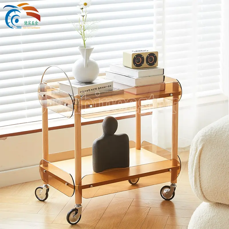 Food Service Cart Casters Industrial Metal Round Tubes Fabric Three Shelves Cut Pieces Trolley castor wheel