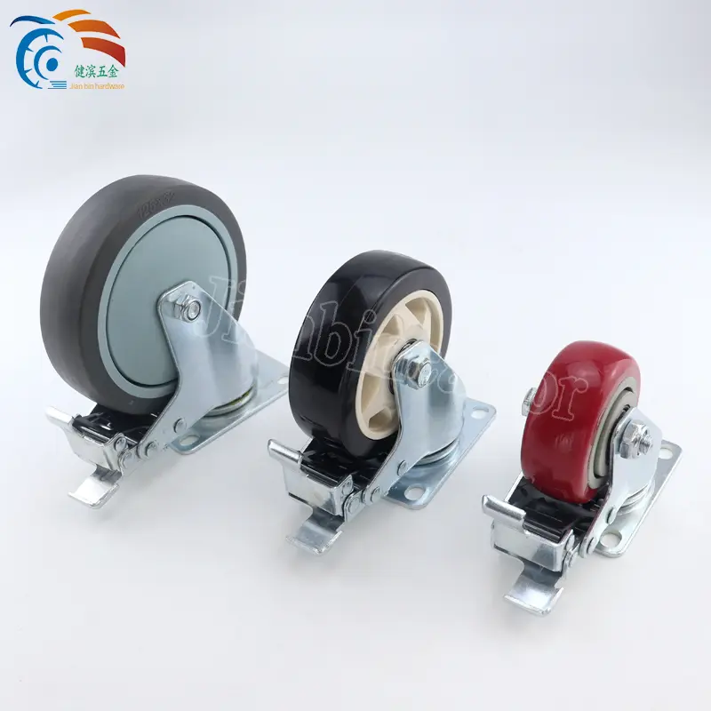 Factory Price rotating wheels Medium Duty 75mm/100mm Castor Red Swivel Heavy duty PVC Caster