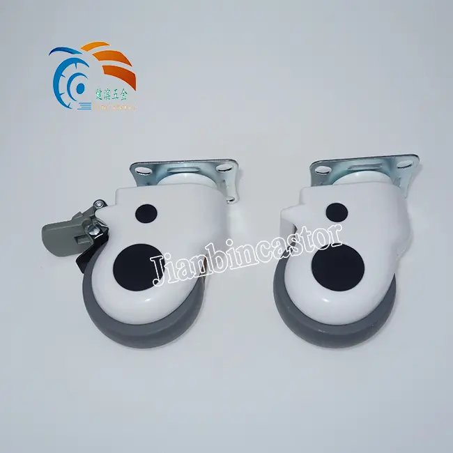 PU Medical Caster Wheels Double Lock Hospital Equipment Plate Medical Caster Wheels Twin Wheel Castors