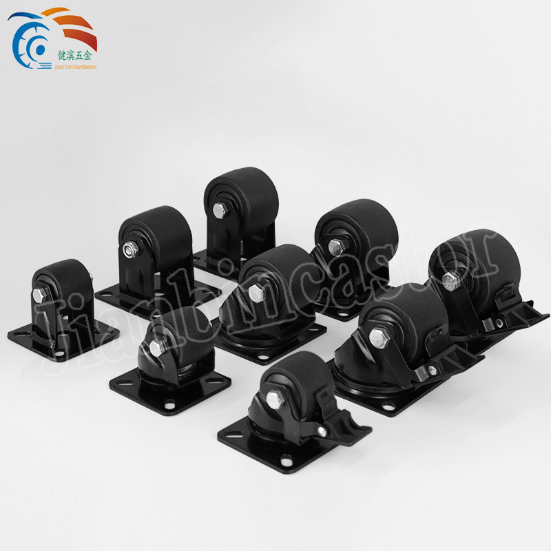 Heavy Duty Industrial Castors 2 Inch Modified Nylon Wheels Swivel Caster With Brake