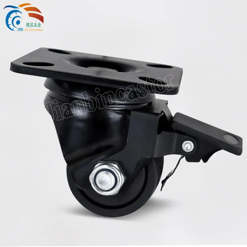 3-Inch Heavy-Duty Low Center of Gravity Black Nylon Top Plate Rotating Caster 500kg High Load Caster