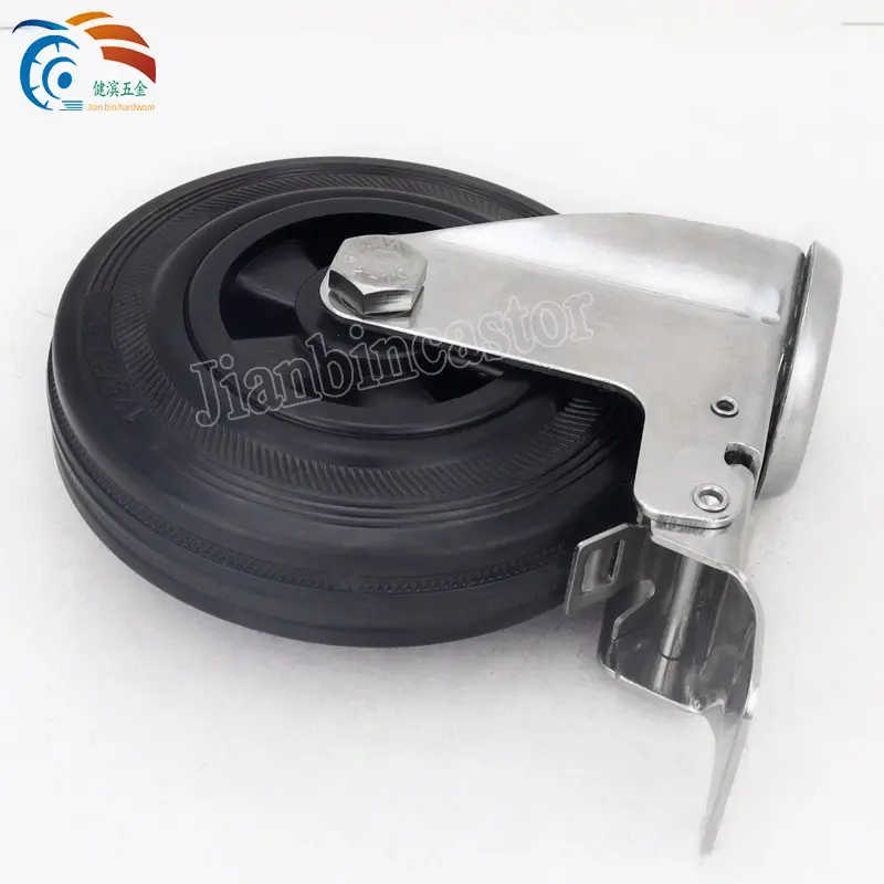 Stainless Steel 304 Brake Housing High Elastic Rubber Heavy Duty Wheel Caster