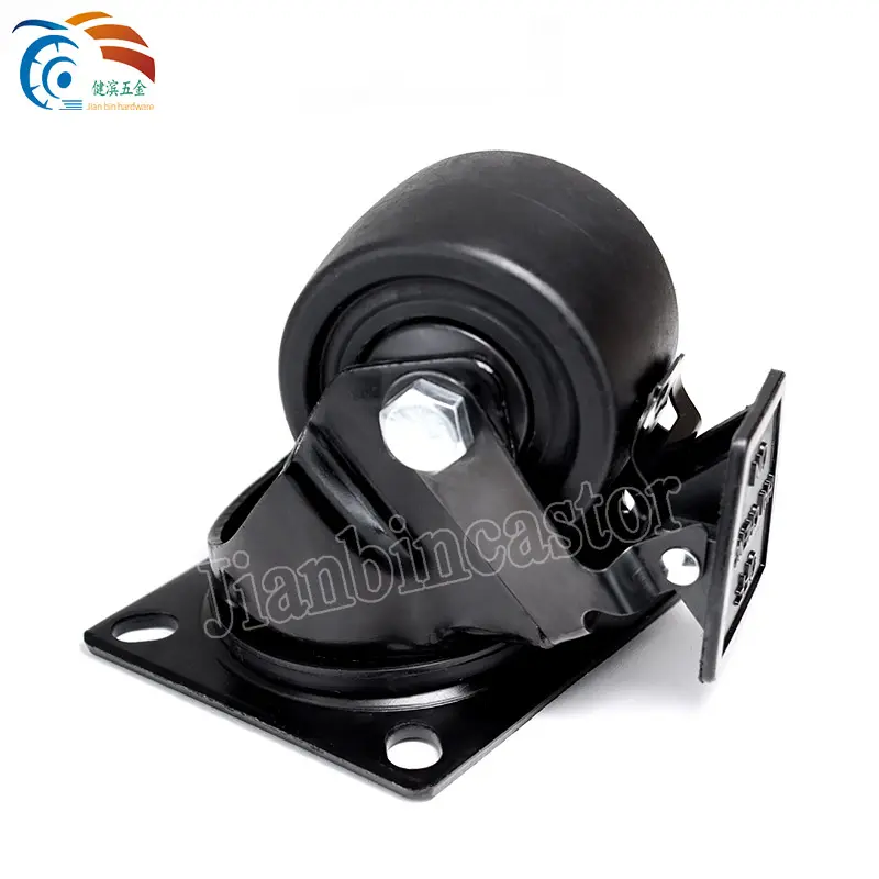 Heavy Duty Industrial Castors 2 Inch Modified Nylon Wheels Swivel Caster With Brake