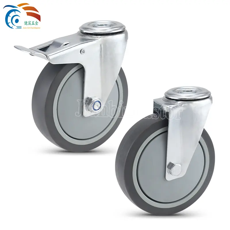 castor wheel Quality 3Inch 4Inch 5Inch Swivel Bolt Hole Tpr Caster Wheels Stainless Steel Caster