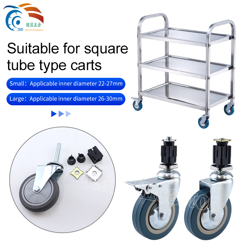 European style telescopic rod rubber/PVC/PU/TRP 75 100 125mm caster with brake wheel