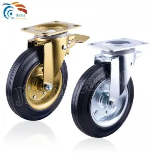 Industrial Wheel Castor 6 Inch Black Rubber Wheel PP Core Caster Wheel Rubbish Bin Trolley Swivel Locking Brake Type