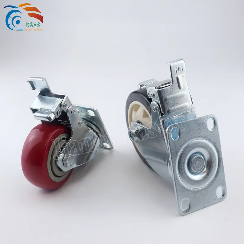 Factory Price rotating wheels Medium Duty 75mm/100mm Castor Red Swivel Heavy duty PVC Caster