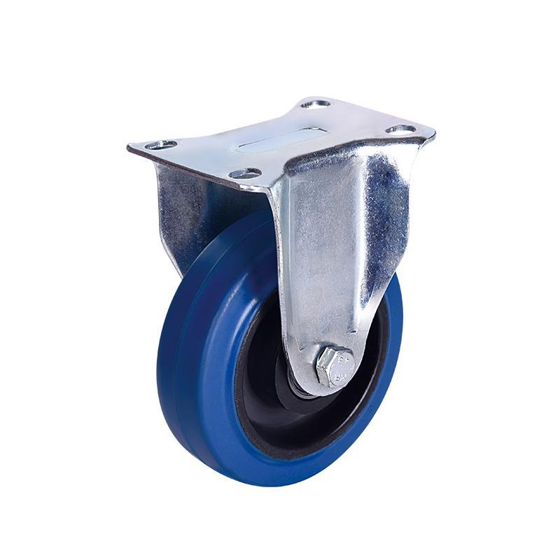Industrial European Blue Elastic Rubber Castor Medium Duty wheel