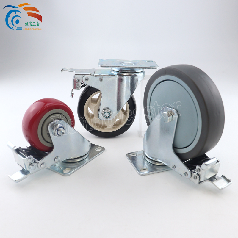 Factory Price rotating wheels Medium Duty 75mm/100mm Castor Red Swivel Heavy duty PVC Caster