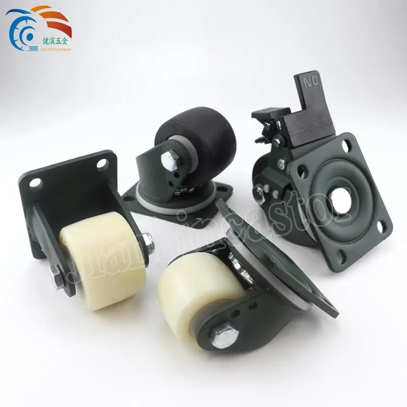 2.5 Inch 3 Inch Dual Brake Rigid Fixed aluminium core Caster With soft rubber tread Wheel industrial casters heavy duty