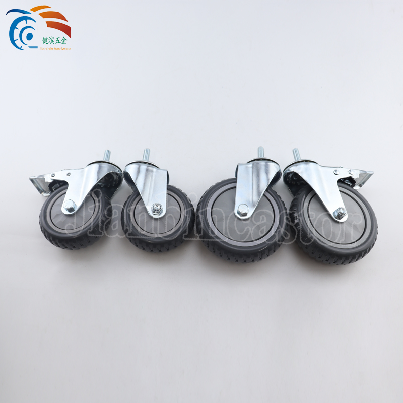 Factory 3/4/5 Inch Industrial Trolley Caster Wheel Load Weight 60/70/80 Kg PVC Medium Duty Swivel Caster Wheel with Brake