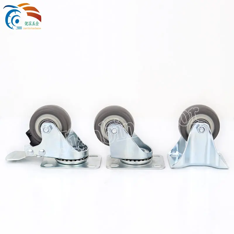 5″ Wholesale Virgin Material TPR Wheel Double Ball Bearing PU Industrial Swivel Caster Wheels 2 Inch Gray TPE Light Duty Caster