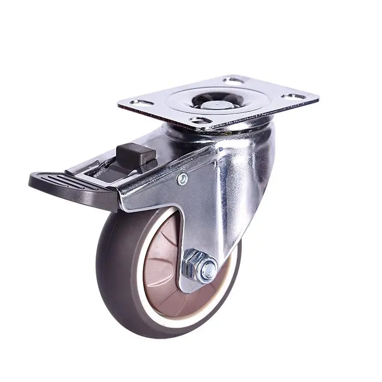 Stainless Steel Light Duty Caster Grey TPR Material Wheel 2 Inch 50kg Ruedas Giratorias Caster Waterproof Castor