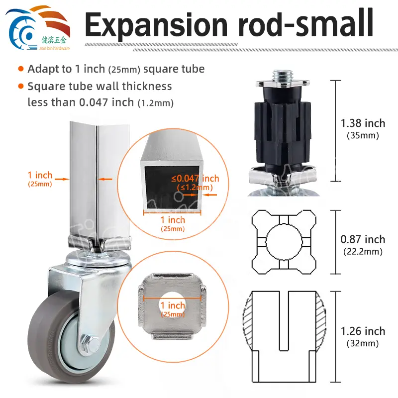2 inch 2.5 inch 3 inch 4 inch stainless steel square tube telescopic caster silent universal caster dining car caster