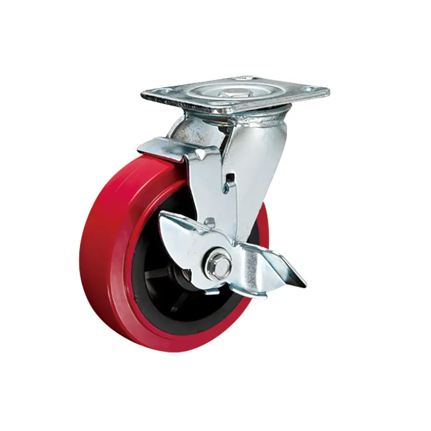 4-8inch Load 300kg Heavy Duty Polyurethane PVC Swivel Wheel Caster with Brake