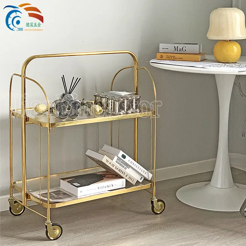 Food Service Cart Casters Industrial Metal Round Tubes Fabric Three Shelves Cut Pieces Trolley castor wheel