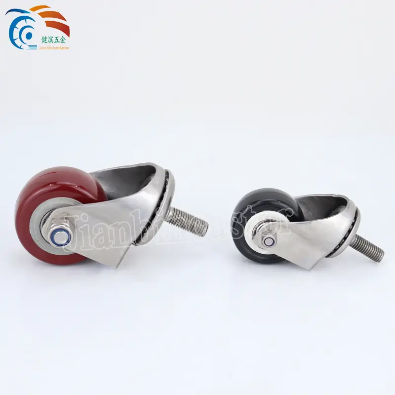 3/4/5 inch red PU PVC Stainless Steel Fixed Swivel Brake Caster Wheel